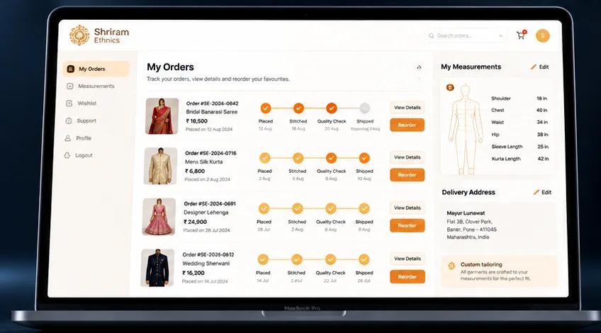 Ethnic ERP + Customer Portal — product screen 1